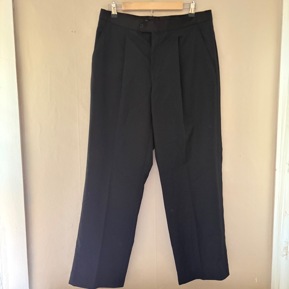VTG Lauren Ralph Lauren Mens Super 120s Wool Dress Pants 34x29  Pleated Black